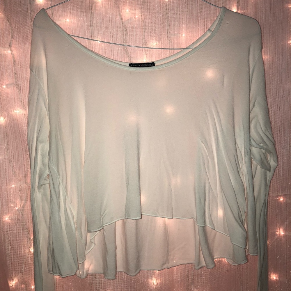 Brandy Melville Cropped White Flowy Top